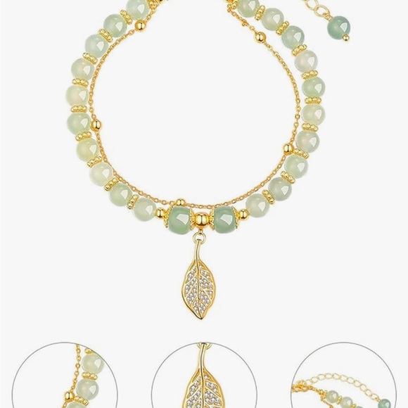 14k Gold Plated Jade Crystal Bracelet - Picture 3 of 3